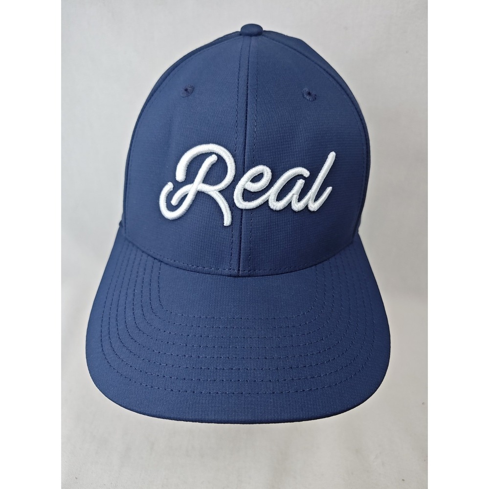 American Needle REAL Script Blue White Adjustable Men's Golf Snapback Hat Cap